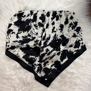 Black & Cream Strapless Satin Silk Crop Top